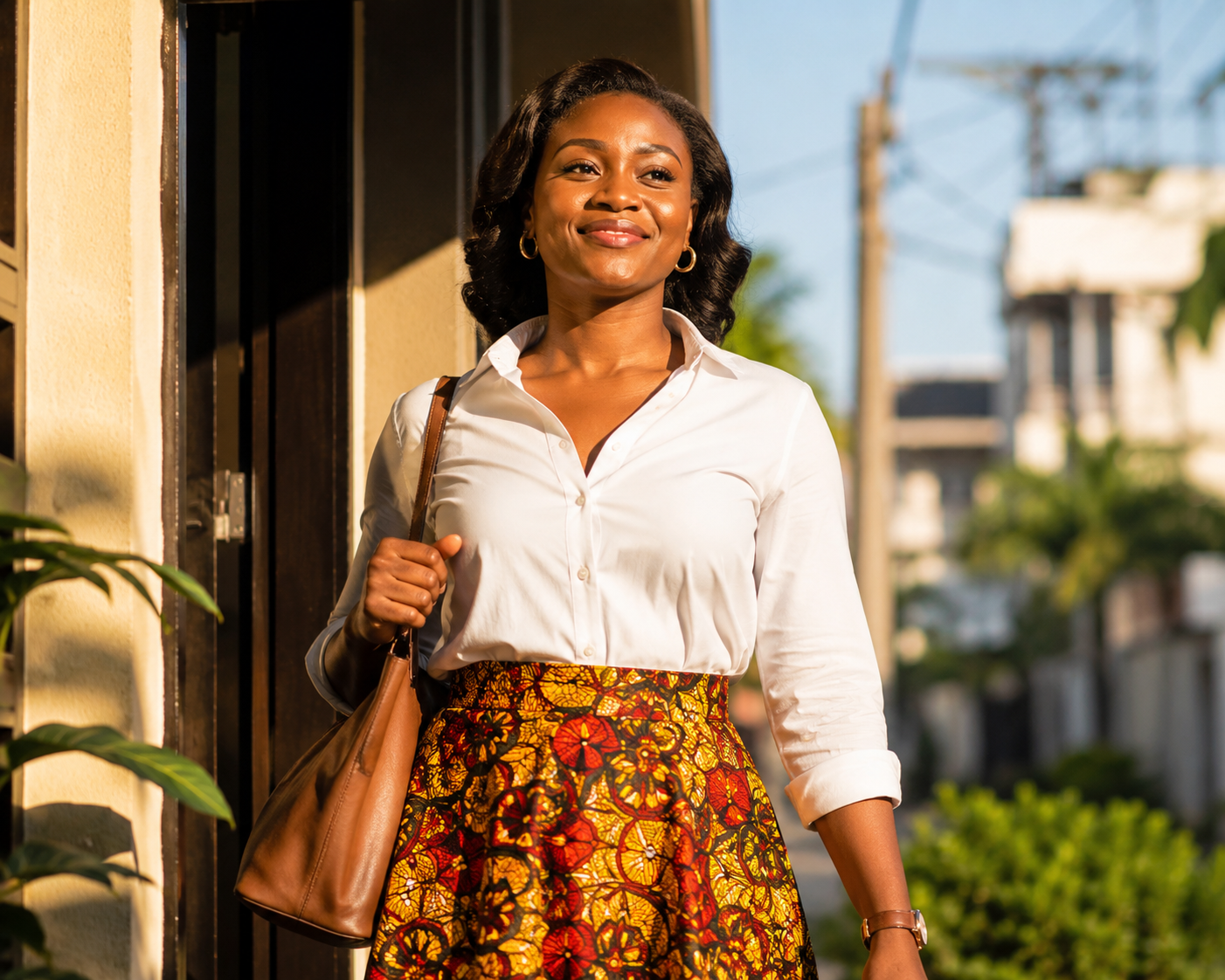 A confident, radiant Nigerian woman — fresh, glowing, free